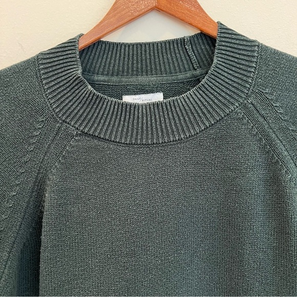 Daily Ritual Womens Sweater Small Long Sleeve Cotton Forest Green Classic Comfy - Picture 3 of 9